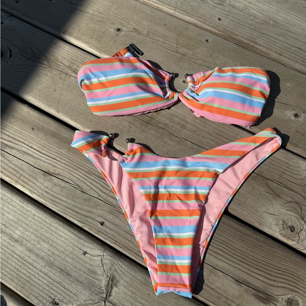 Princess Polly Striped Bandeau Bikini